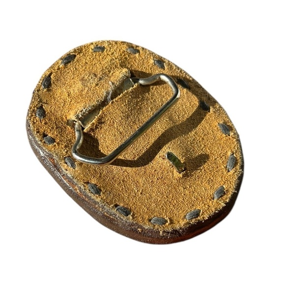 Vintage Leather Stitched Western Boho Belt Buckle Unisex Streetwear Brown Tan main image 5
